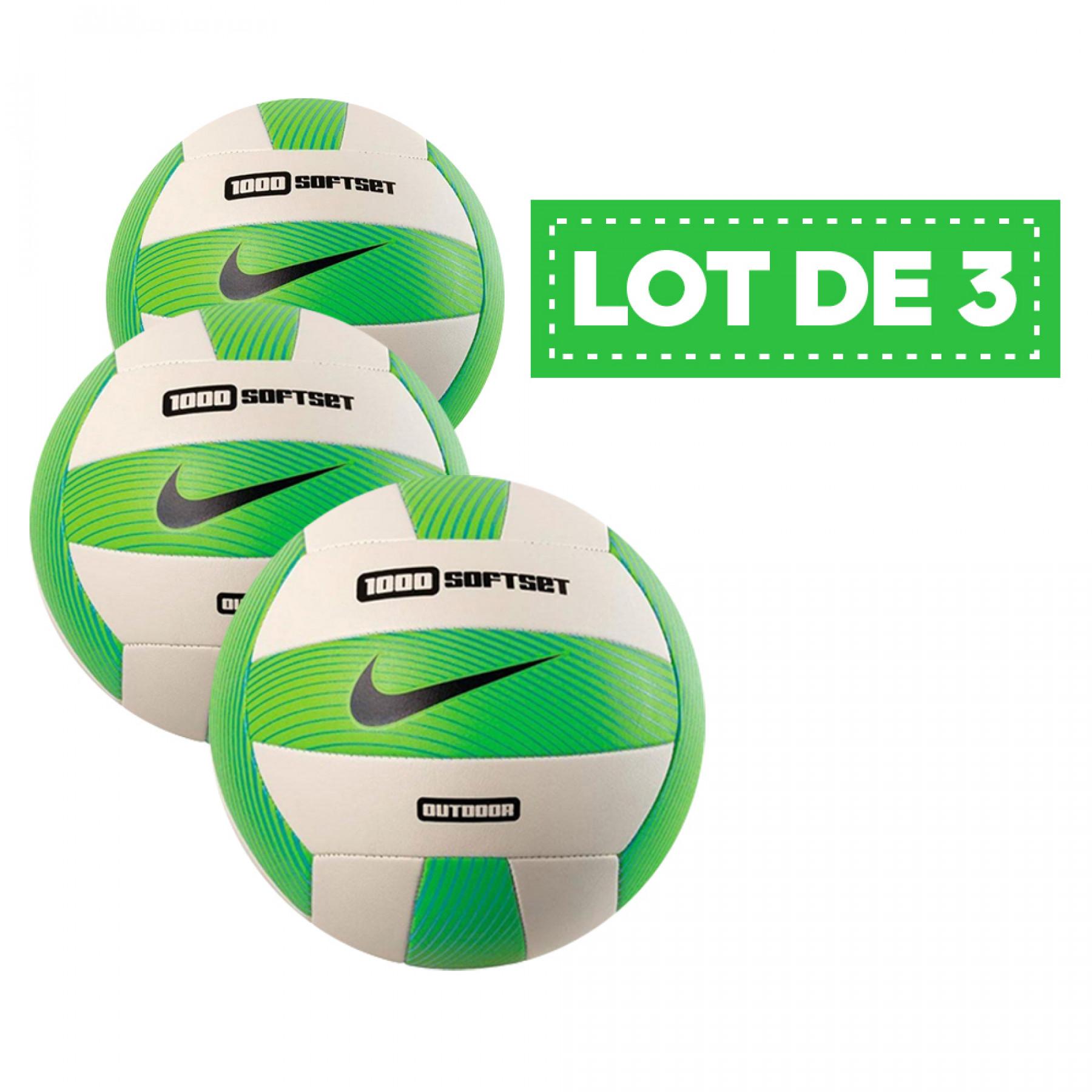 Zestaw 3 balonów Nike 1000 softset outdoor vert/blanc